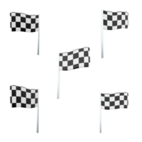 3d rendering black and white finish flag ball icon set. 3d render auto and motorcycle races use special flags for signaling different positions icon set. png