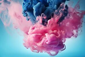 Abstract pink and blue paint explosion background. . photo