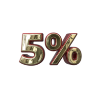 5 por cento 3d número transparente fundo png