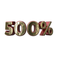 500 por cento 3d número transparente fundo png