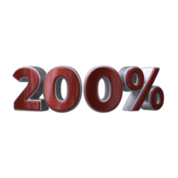 200 por cento 3d número transparente fundo png