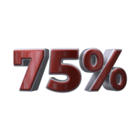 75 percent 3D number transparent background png