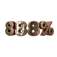 888 pour cent 3d nombre transparent Contexte png