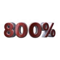 800 por cento 3d número transparente fundo png