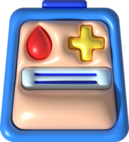 ilustración 3d de un sangre bolso símbolo para médico tratamiento. png