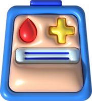 illustration 3D of a blood bag symbol for medical treatment. png