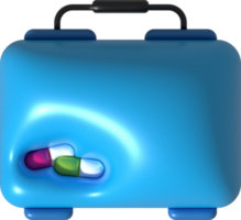 Illustration 3d. Medizin Kasten. medizinisch Hilfe Tasche. png