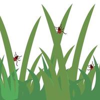 Tick in the  green grass flat vector illustration. Danger tick bug in grass.Healthcare illustration.