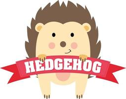 Cute hedgehog  holding a ribbon banner vector