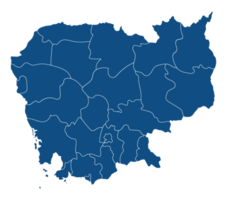 Camboja mapa azul cor do administrativo mapa em transparente fundo. png