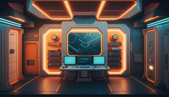 Spaceship room interior design illustration,Spaceship Control Room wallpaper , photo