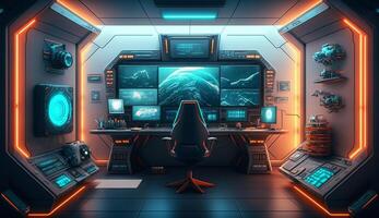 Spaceship room interior design illustration,Spaceship Control Room wallpaper , photo