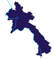 Laos map blue color and Mekong river png