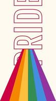 Pride month poster with rainbow and word Pride. Vector vertical social media post template or flyers.