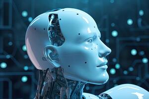 3d rendering artificial intelligence robot cyborg. photo