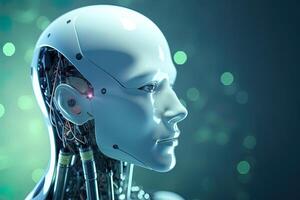 3d rendering artificial intelligence robot cyborg. photo