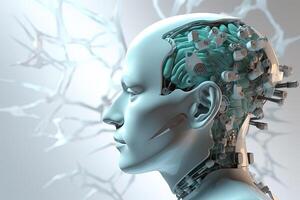 3d rendering artificial intelligence robot cyborg. photo