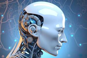 3d rendering artificial intelligence robot cyborg. photo