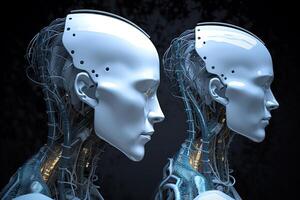 3d rendering artificial intelligence robot cyborg. photo