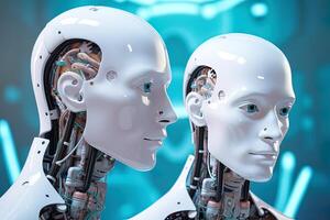3d rendering artificial intelligence robot cyborg. photo