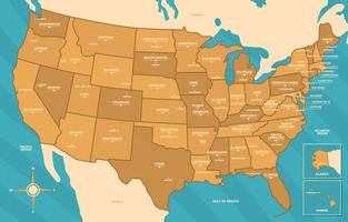 detallado unido estados de America país mapa vector