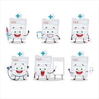 Doctor profession emoticon with tax payment cartoon character vector