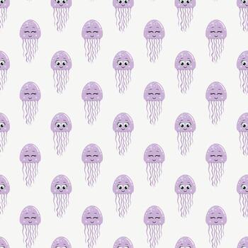 Seamless background pattern with cute squid vector