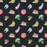 Seamless pattern with food icons. doodle food pattern. Food background vector