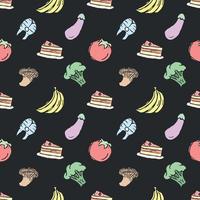 Seamless pattern with food icons. doodle food pattern. Food background vector