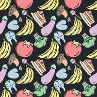 Seamless pattern with food icons. doodle food pattern. Food background vector