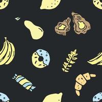 Seamless pattern with food icons. doodle food pattern. Food background vector