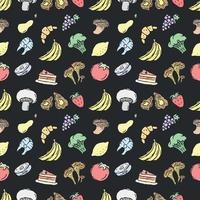 Seamless pattern with food icons. doodle food pattern. Food background vector