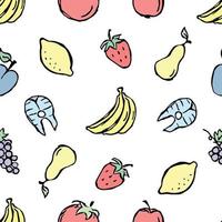 Seamless pattern with food icons. doodle food pattern. Food background vector