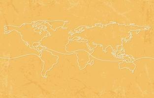 World Map with One Stroke Line Drawing Concept vector