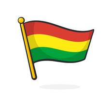 Cartoon illustration of national flag of Bolivia on flagstaff vector