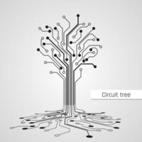 Abstract Circuit Tree. Technology design element. Computer engineering hardware system. Vector