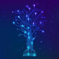 Circuit tree on blue background. Science and technology concept. Computer motherboard system. Vector