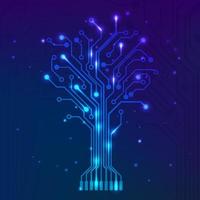 Circuit tree on blue background. Science and technology concept. Computer motherboard system. Vector