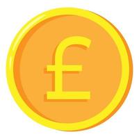Gold pound coin in flat style. Vector illustration