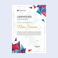 Blue and red certificate of achievement suitable for awards in corporate, personal business, and community vector