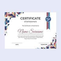 Lowpoly certificate of achievement suitable for awards in corporate, personal business, and community vector