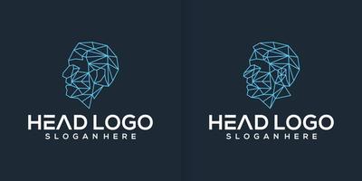 digital abstract human head technology logo design inspiration collection vector