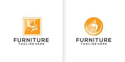 sofá mueble logo colección y lámpara logo vector