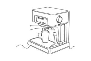 Continuous one line drawing coffee machine. Home appliances concept. Single line draw design vector graphic illustration.