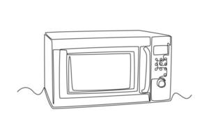 Continuous one line drawing microwave. Home appliances concept. Single line draw design vector graphic illustration.