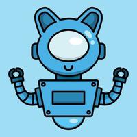 plano estilo azul gato linda robot ilustración vector