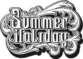 Classic lettering summer holiday word luxury floral frame monochrome vector