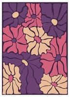 Abstract blossom print in naive art style vector