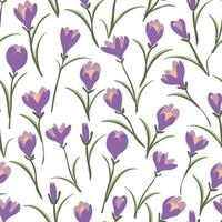 Floral seamless pattern with crocus. Modern print for fabric, textiles, wrapping paper. vector