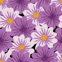 Aesthetic contemporary seamless pattern with purple flowers vector